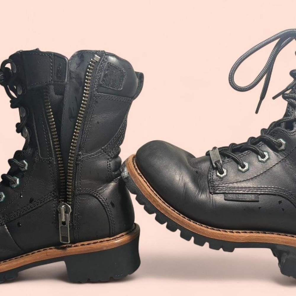 Sold‎ out rare vintage Black leather biker Harley Davison boots WOMAN SIZE 6